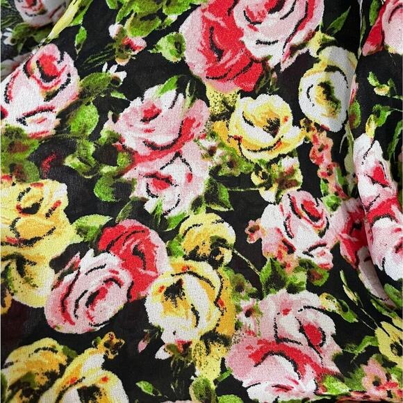 Kut From The Kloth Medium Embellished Faux Pearl Floral Print Wrap Top Sheer - Picture 5 of 8